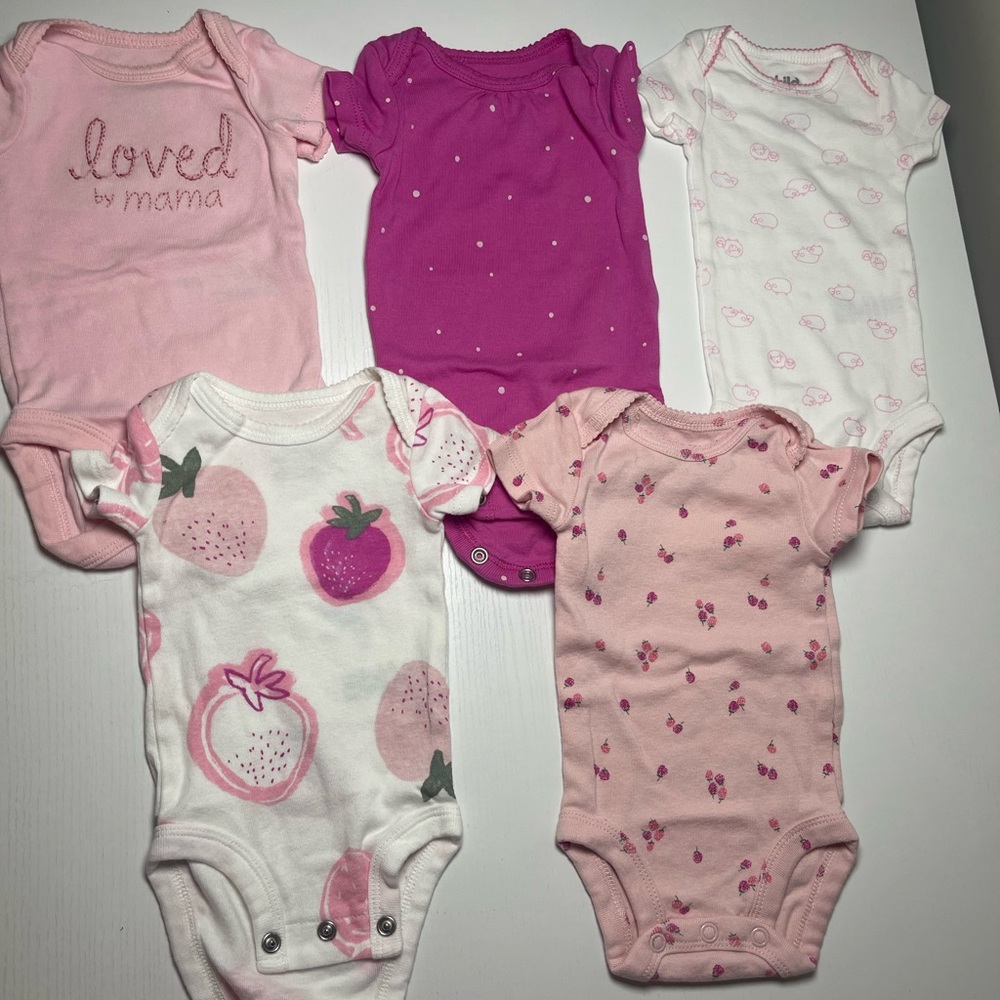 Carter's Newborn Pink and White Onesie Bundle